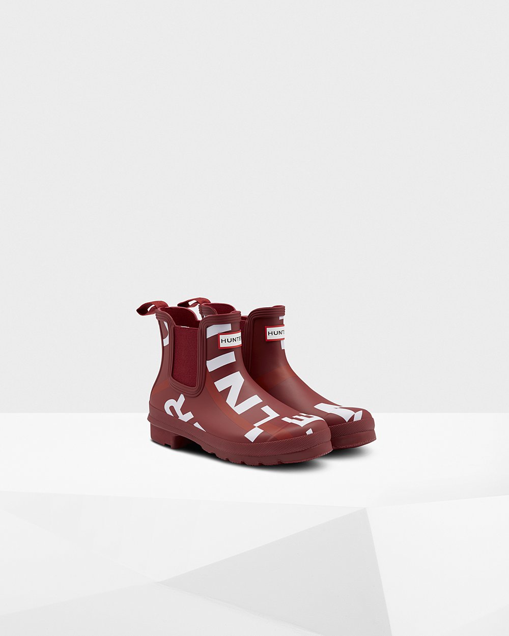 Botas Chelsea Hunter Feminina Cinzentas Vermelhas - Original Exploded Logo - 06QFNDCEA